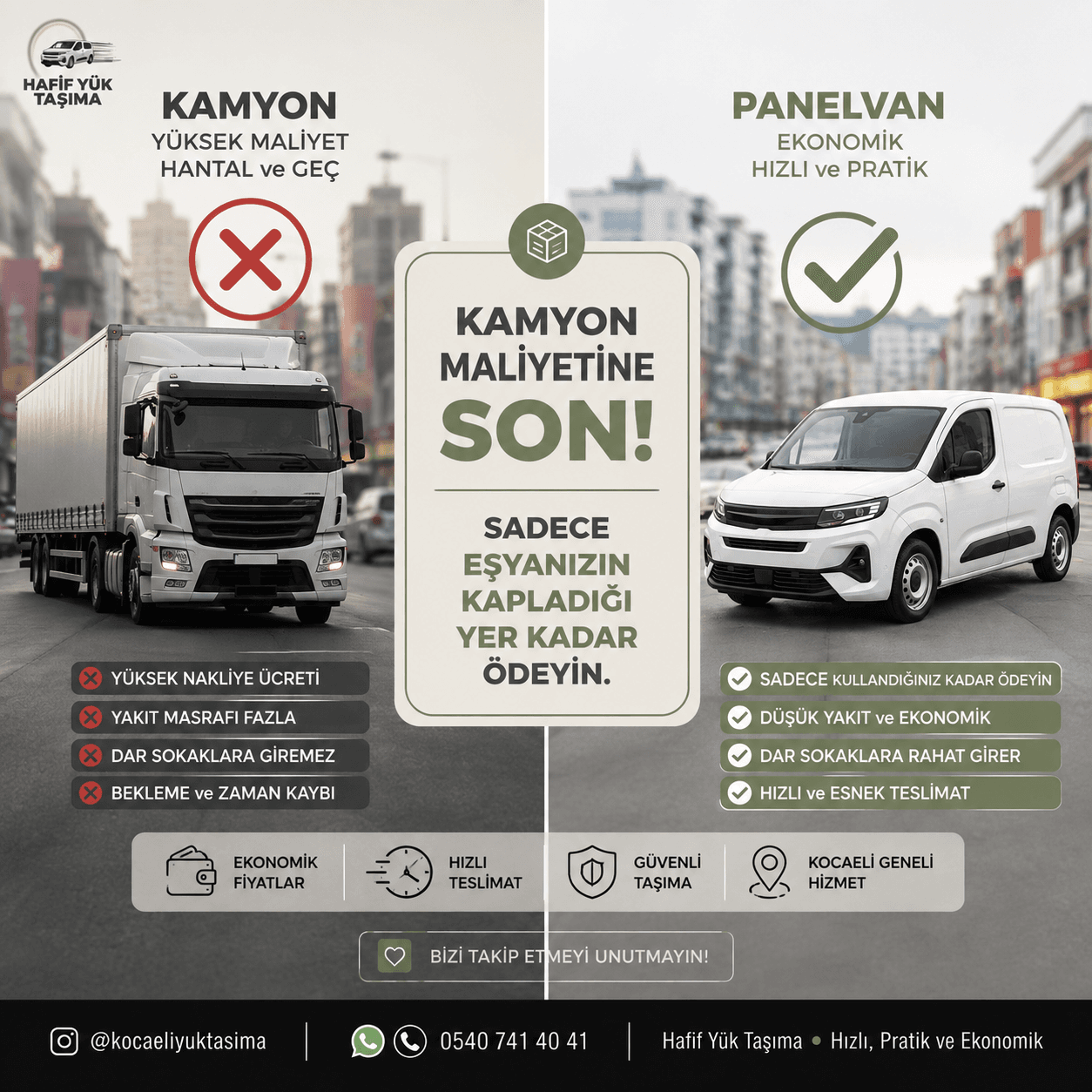 Kamyon yerine ekonomik panelvan taşıma çözümü
