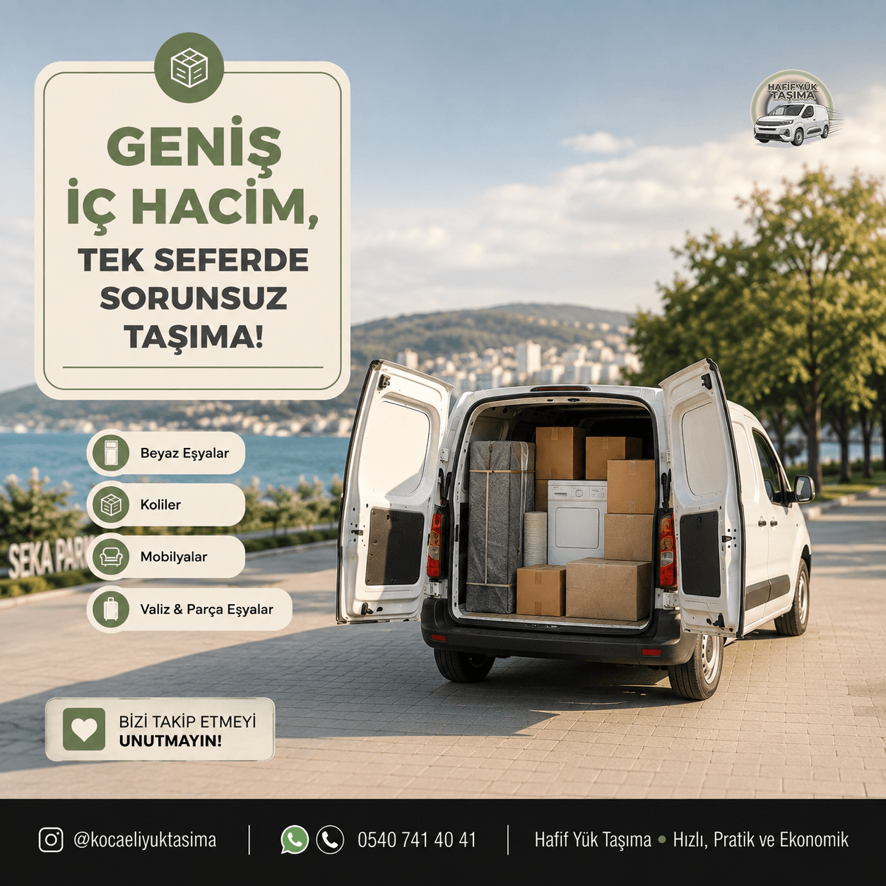 Geniş iç hacimli panelvan taşıma hizmeti