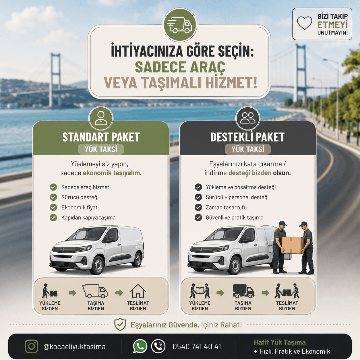Standart ve destekli hafif yük taşıma paketleri
